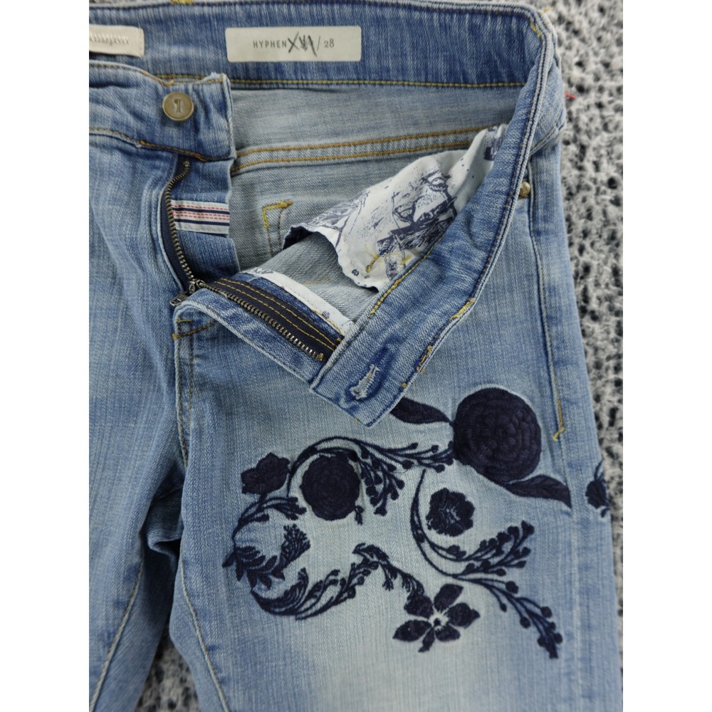 Pilcro‎ Hyphen 28 Womens Light Wash Embroidered Flower Skinny Jeans Size 28 - Picture 3 of 15